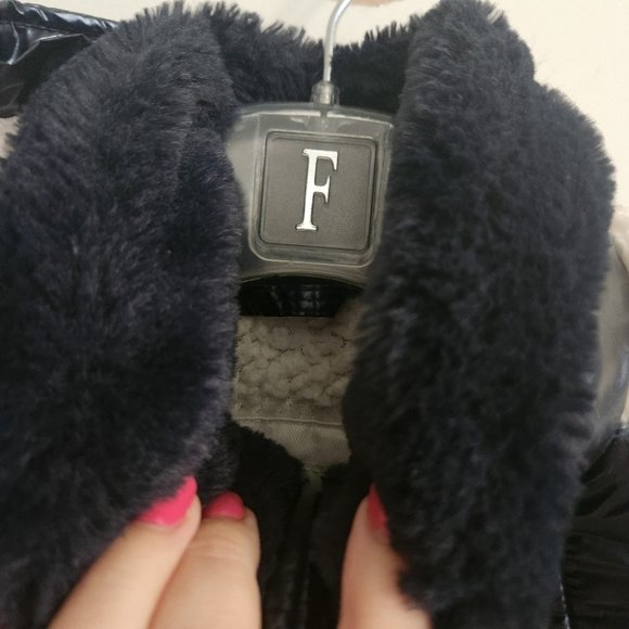 *SOLD* ABERCROMBIE & FITCH | color-block jacket puffer glossy navy pink sz 9 10 - Picture 5 of 7